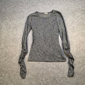 Intimately Free People Top Women Extra Small Gray Ruched Sleeve Ribbed Knit